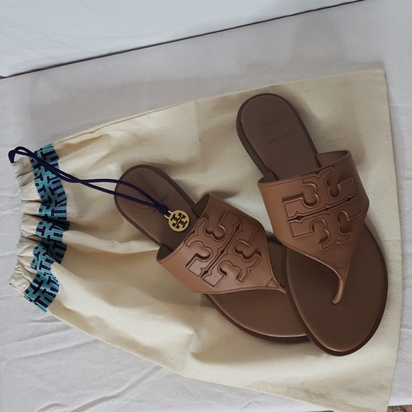 Tory Burch Weston Full Logo Thong Sandal *With Storage Bag* - Picture 7 of 9